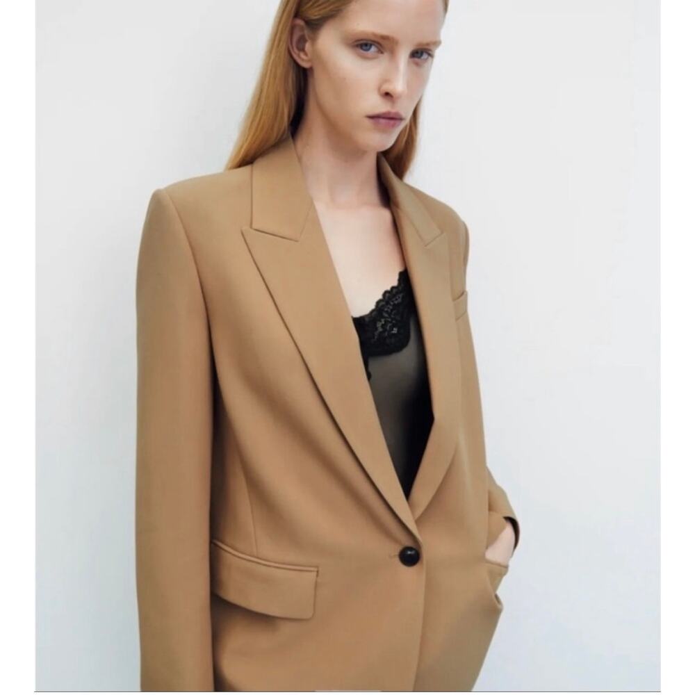 NWT Zara Camel Blazer Size Large - Picture 4 of 9
